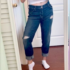 Hudson Dark Blue Ripped Boyfriend Jeans